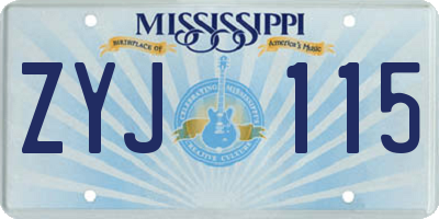MS license plate ZYJ115