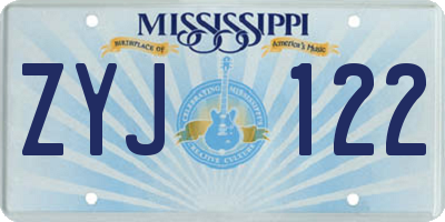 MS license plate ZYJ122