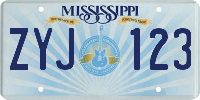 MS license plate ZYJ123