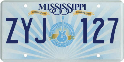 MS license plate ZYJ127