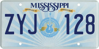 MS license plate ZYJ128