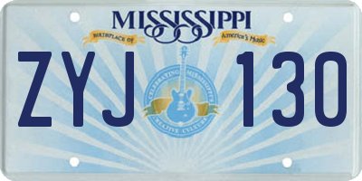 MS license plate ZYJ130