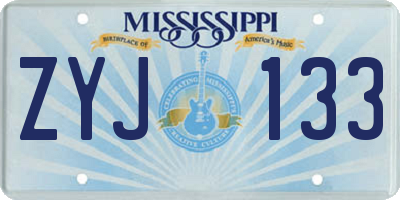 MS license plate ZYJ133