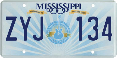 MS license plate ZYJ134