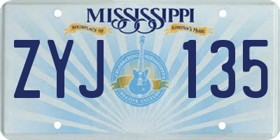 MS license plate ZYJ135