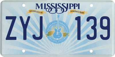 MS license plate ZYJ139