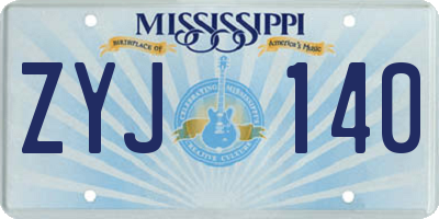 MS license plate ZYJ140
