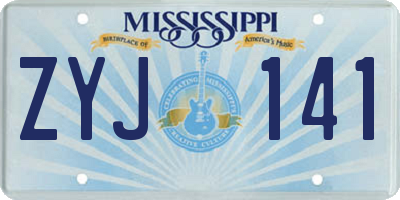 MS license plate ZYJ141