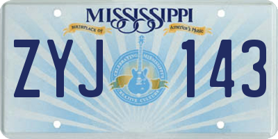 MS license plate ZYJ143
