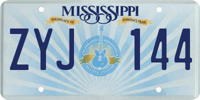 MS license plate ZYJ144