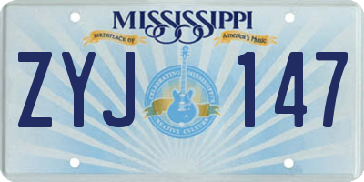 MS license plate ZYJ147