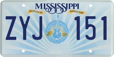 MS license plate ZYJ151