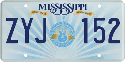 MS license plate ZYJ152