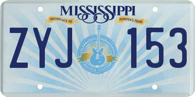 MS license plate ZYJ153