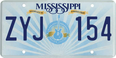 MS license plate ZYJ154