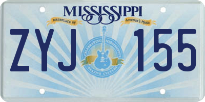 MS license plate ZYJ155