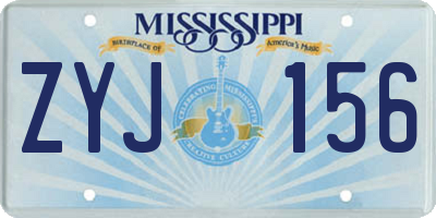 MS license plate ZYJ156