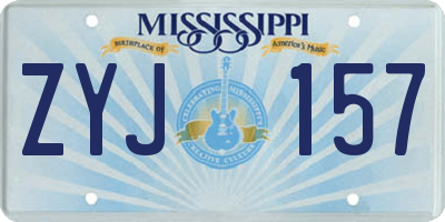 MS license plate ZYJ157