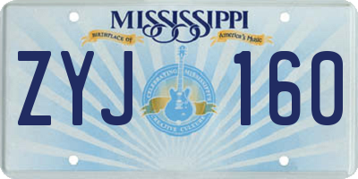 MS license plate ZYJ160