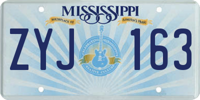 MS license plate ZYJ163