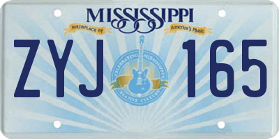 MS license plate ZYJ165