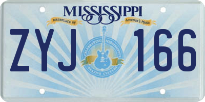 MS license plate ZYJ166