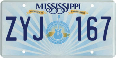 MS license plate ZYJ167