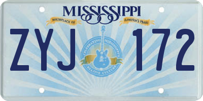 MS license plate ZYJ172