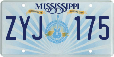 MS license plate ZYJ175