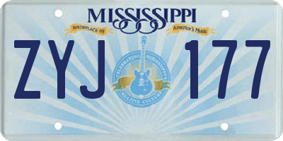 MS license plate ZYJ177