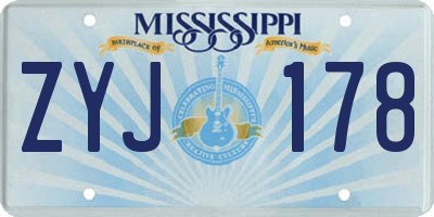 MS license plate ZYJ178