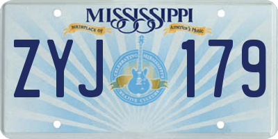 MS license plate ZYJ179