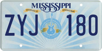 MS license plate ZYJ180