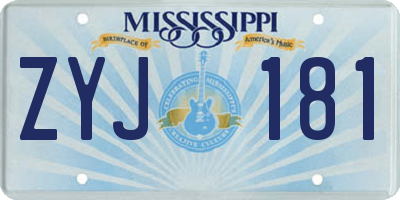 MS license plate ZYJ181