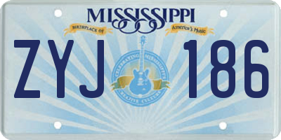 MS license plate ZYJ186