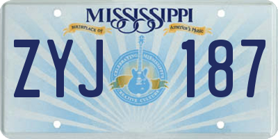 MS license plate ZYJ187
