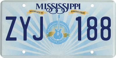 MS license plate ZYJ188