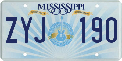 MS license plate ZYJ190