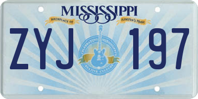 MS license plate ZYJ197