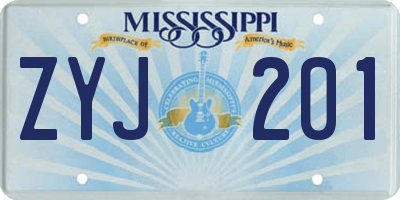 MS license plate ZYJ201