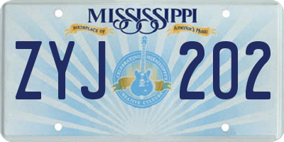 MS license plate ZYJ202