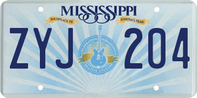 MS license plate ZYJ204