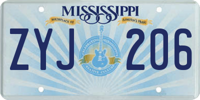 MS license plate ZYJ206