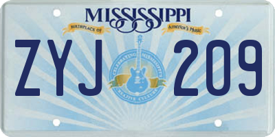 MS license plate ZYJ209