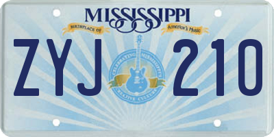 MS license plate ZYJ210