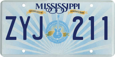MS license plate ZYJ211