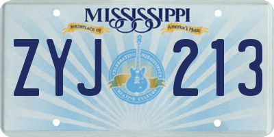MS license plate ZYJ213