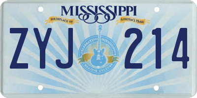 MS license plate ZYJ214