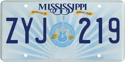 MS license plate ZYJ219