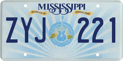 MS license plate ZYJ221